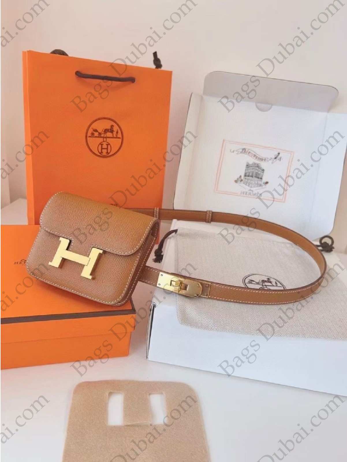 Hermes Constance Slim Wallet Brown