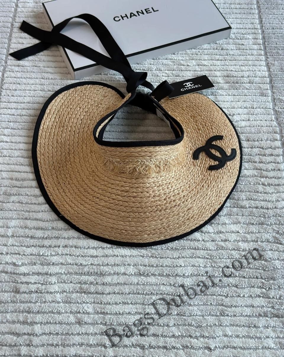 Chanel Hat Straw Sun Visor Beige