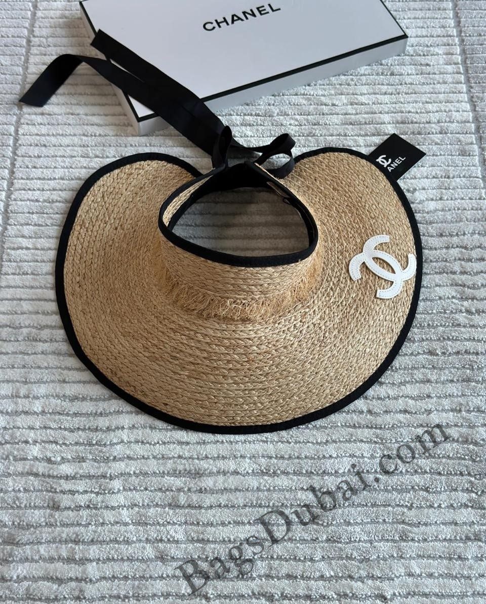 Chanel Hat Straw Sun Visor Beige