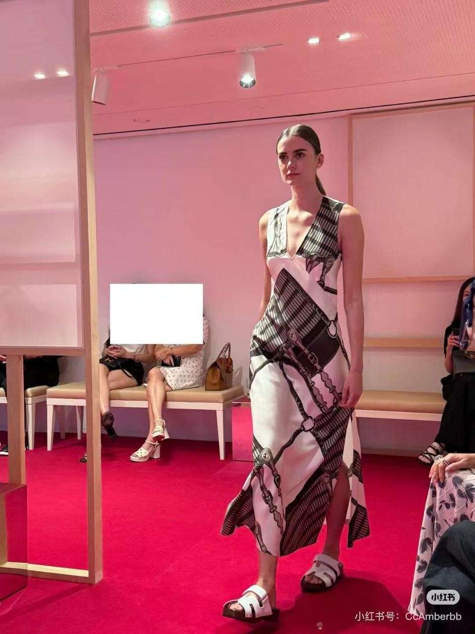 Hermes Coaching Remix long dress White&Black