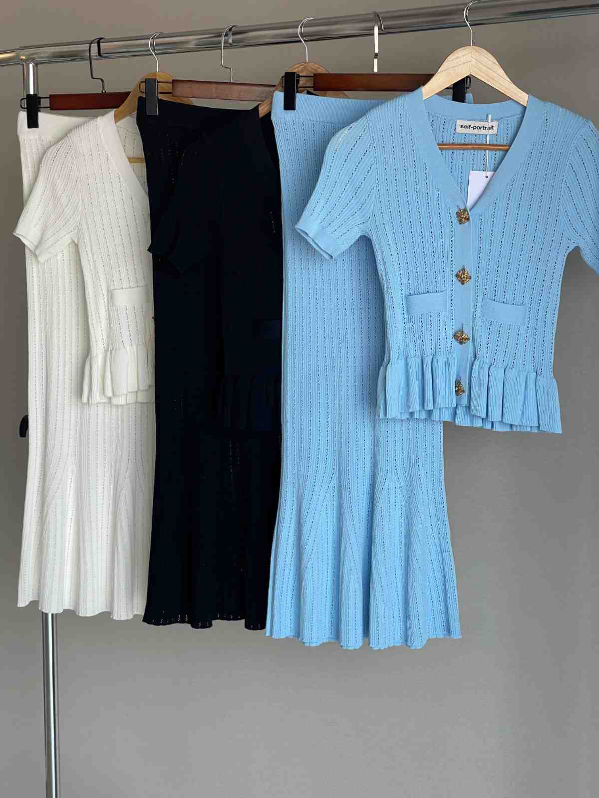 Self Portrait V-neck Knitted Dress And Skirt