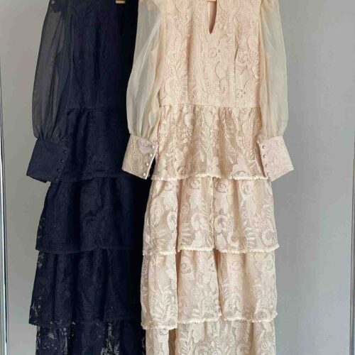 Zimmermann Tiered Lace Sheer Puff Sleeves Dress