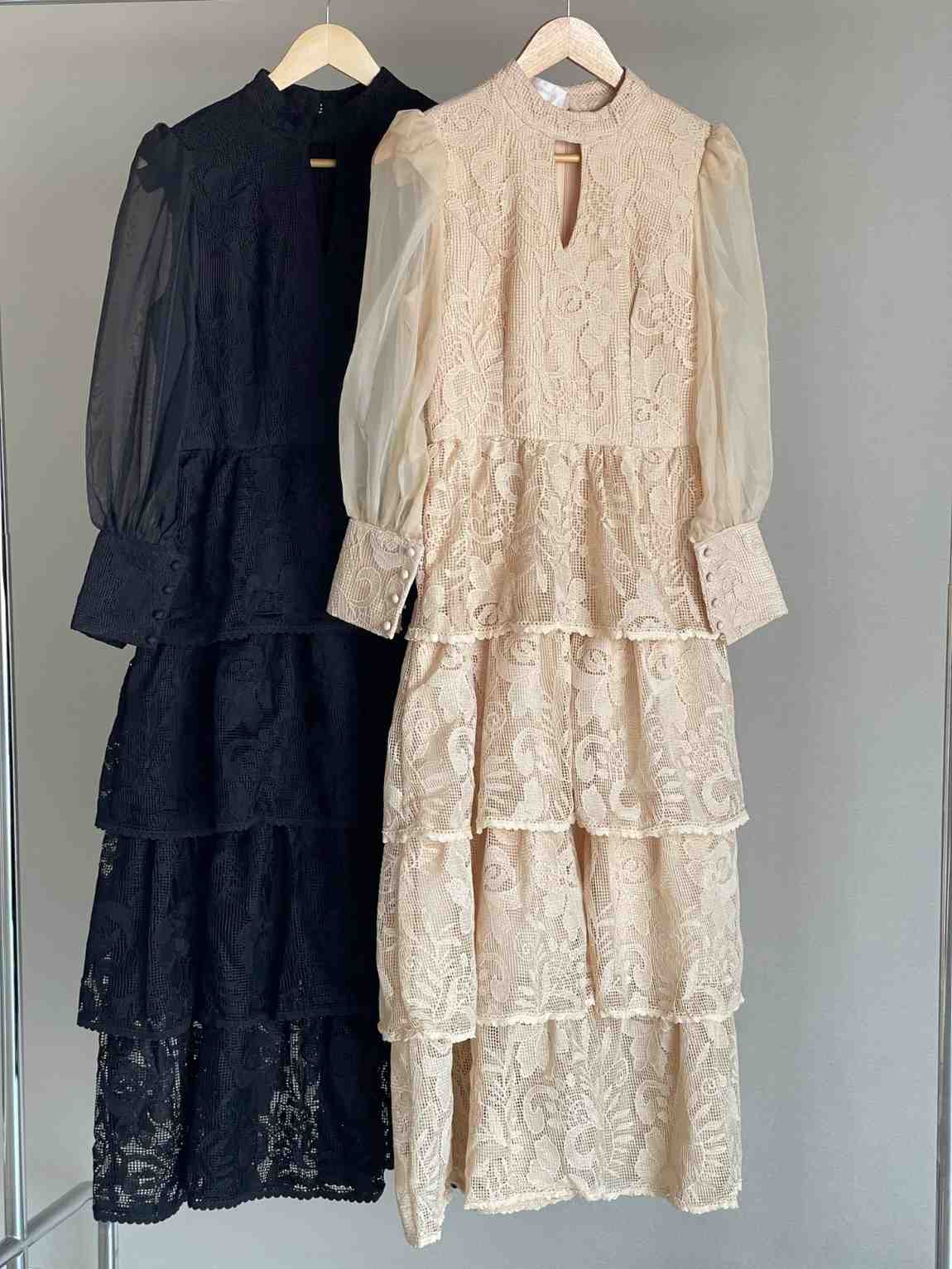 Zimmermann Tiered Lace Sheer Puff Sleeves Dress