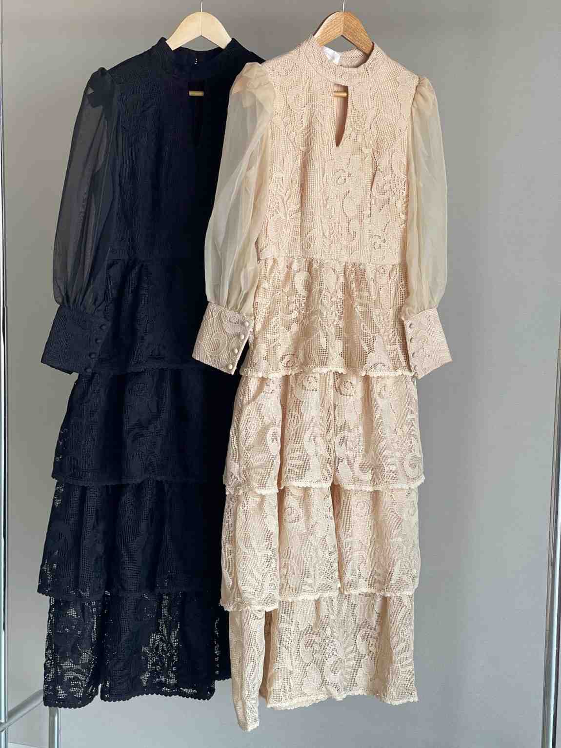 Zimmermann Tiered Lace Sheer Puff Sleeves Dress