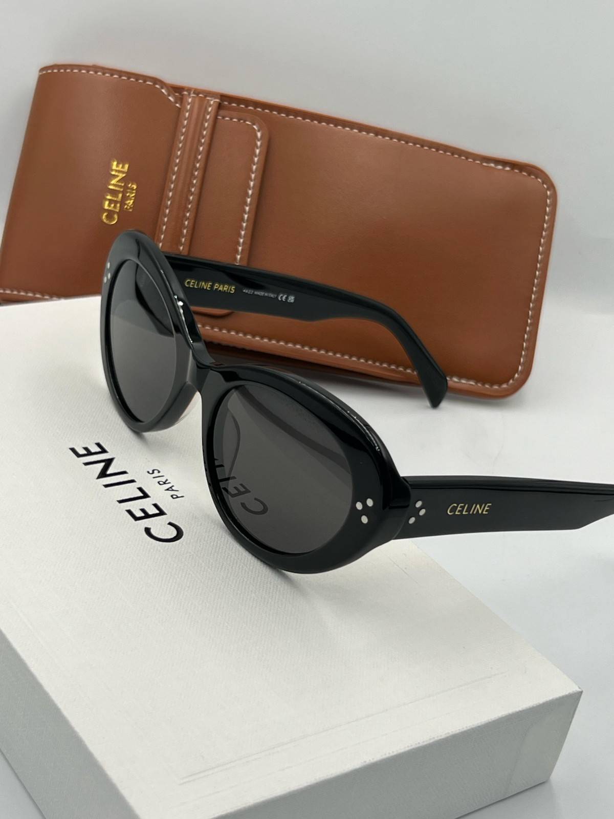 Celine Cat Eye 3 Dots Sunglasses Black