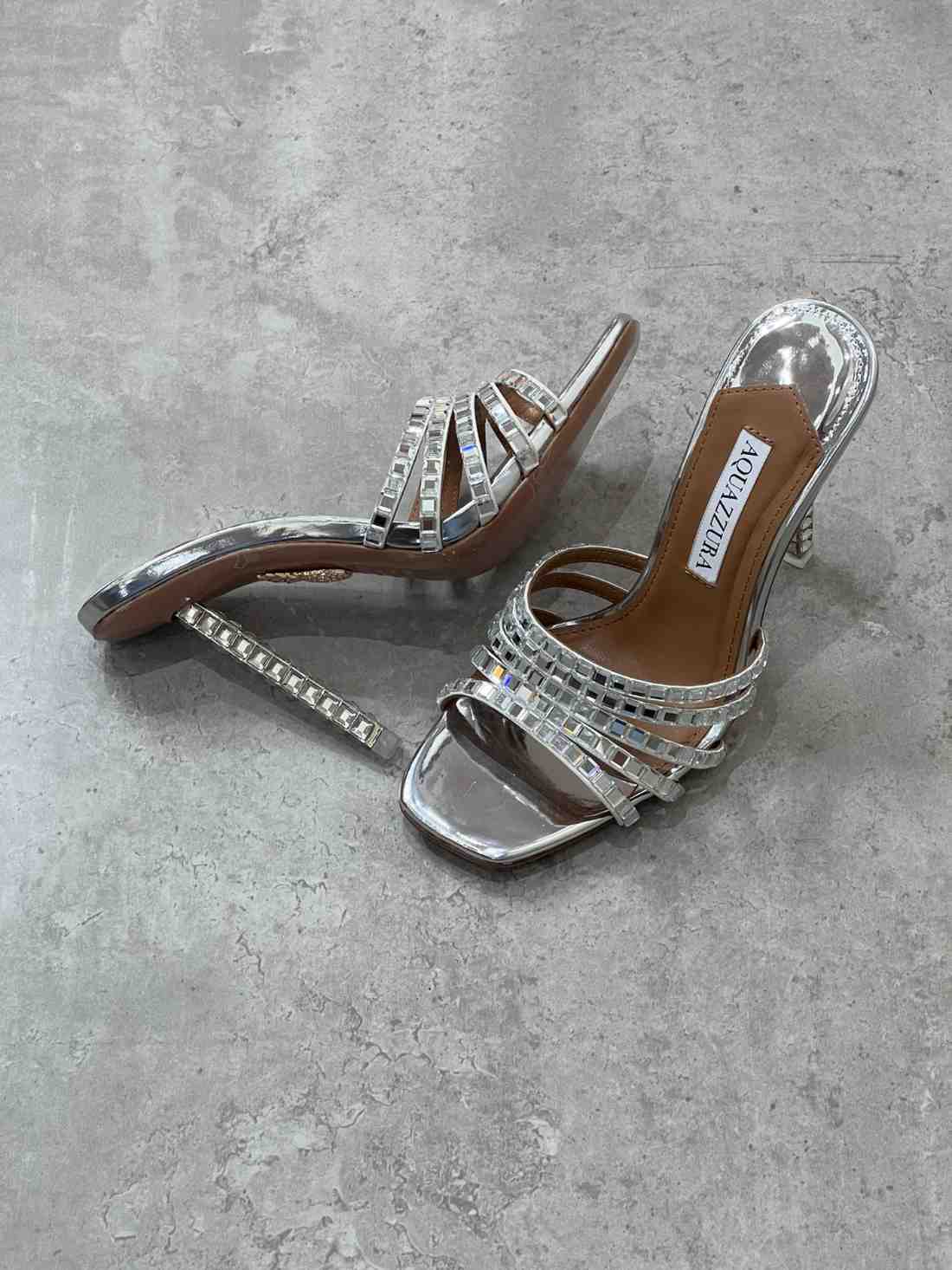 AQUAZZURA Rock Chic Mules Silver