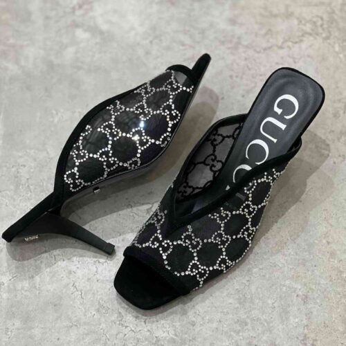 Gucci GG Crystal-Embellished Sandals Black