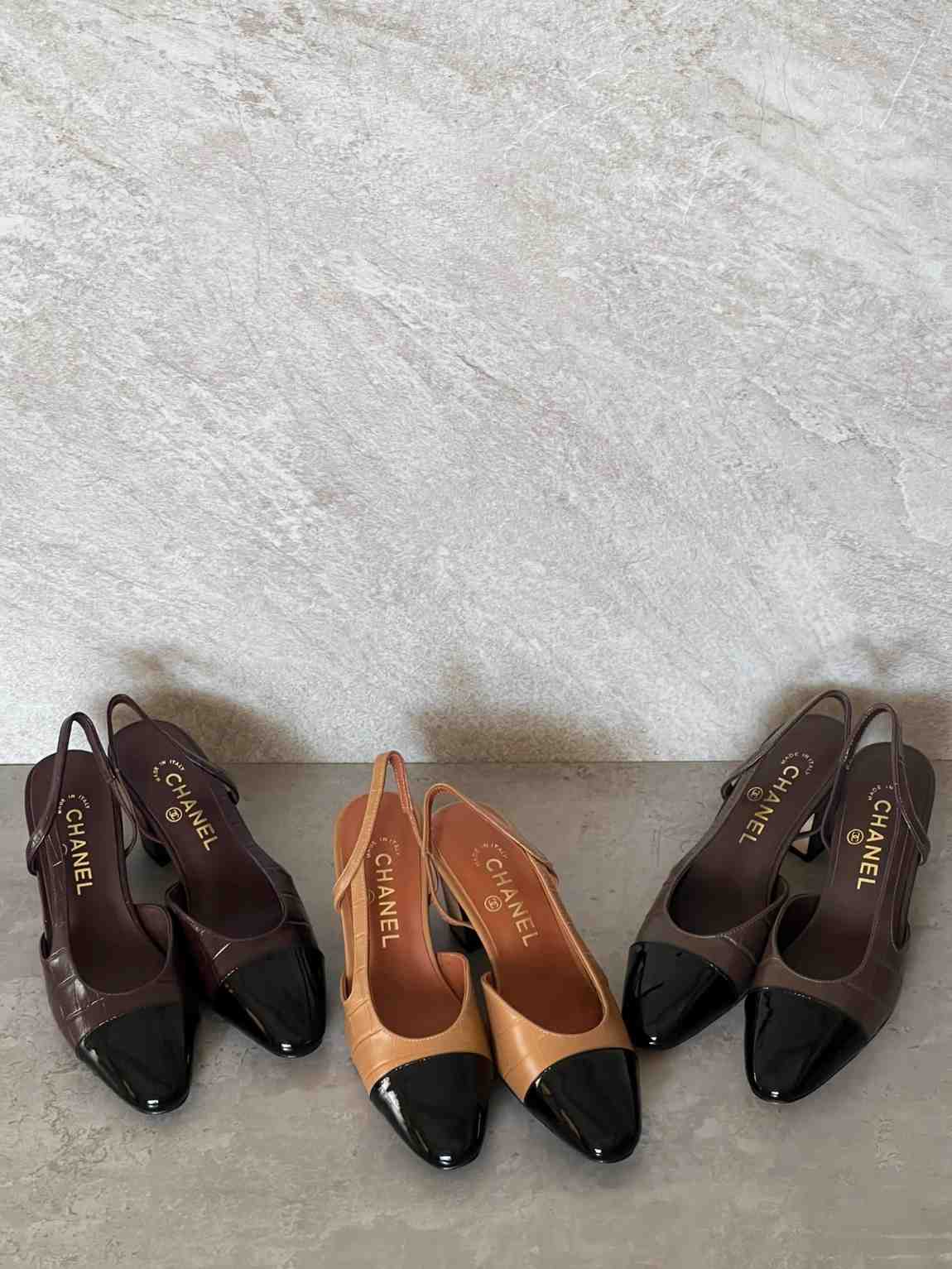 Chanel Leather CC Embossed Slingback Shoes