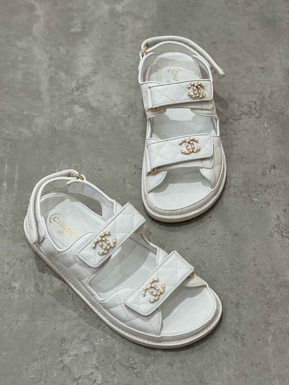 Chanel Dad Sandals White