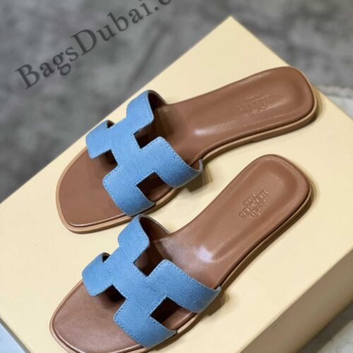 Hermes Oran Sandal Blue & Brown