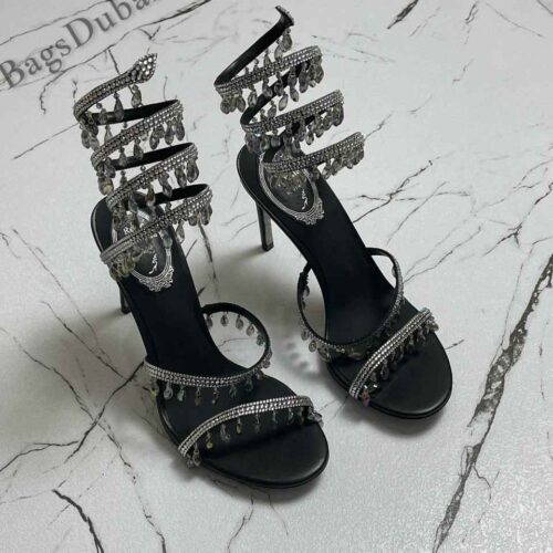 René Caovilla Chandelier Crystal Sandals Black
