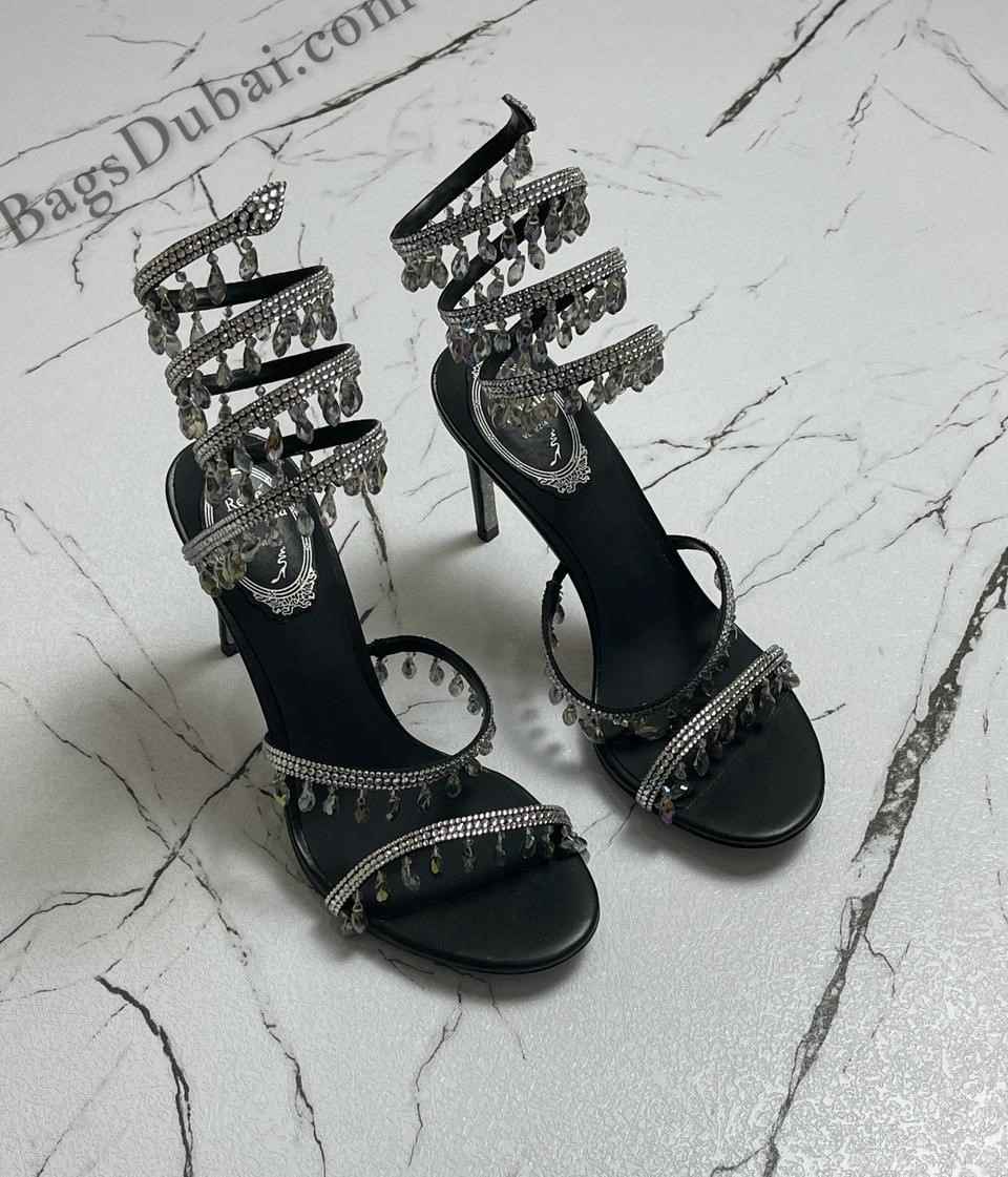 René Caovilla Chandelier Crystal Sandals Black