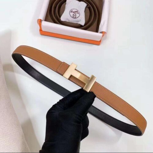 Hermes H Buckle & Reversible Belt Brown