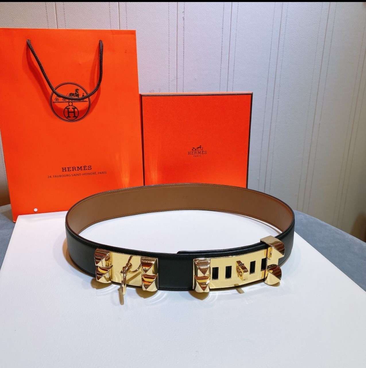 Hermes Collier De Chien 50 Belt Black