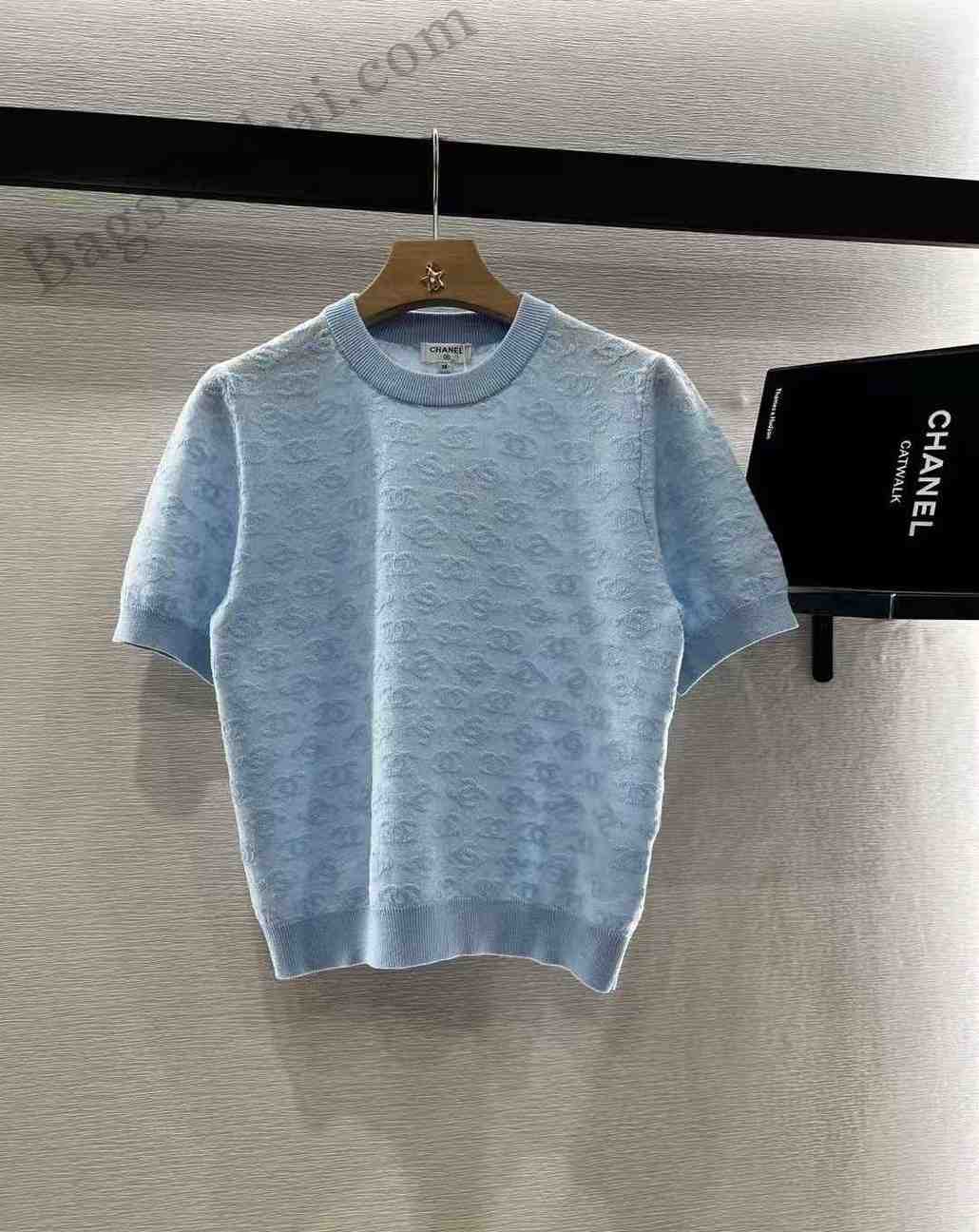 Chanel Sweater Knit CC Logo Blue