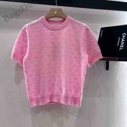 Chanel Sweater Knit CC Logo Pink