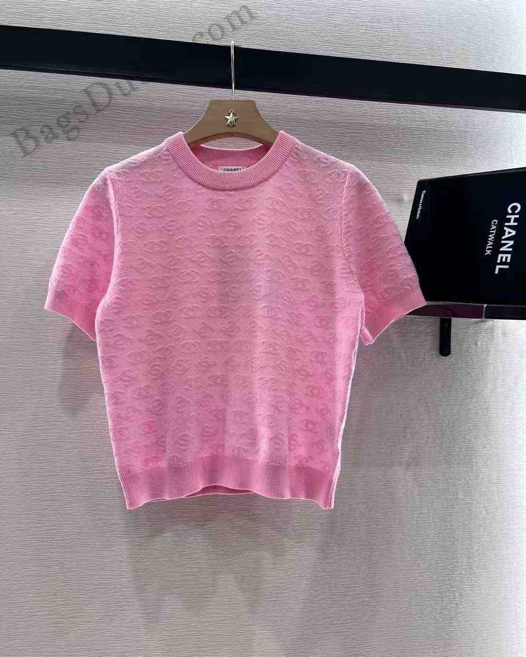 Chanel Sweater Knit CC Logo Pink