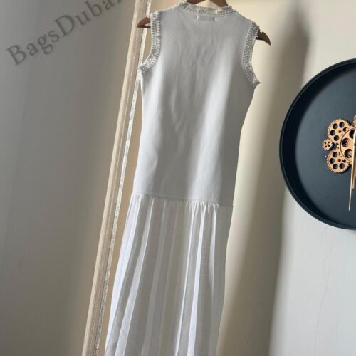 Sandro Maxi Dress In Pearl Bead White