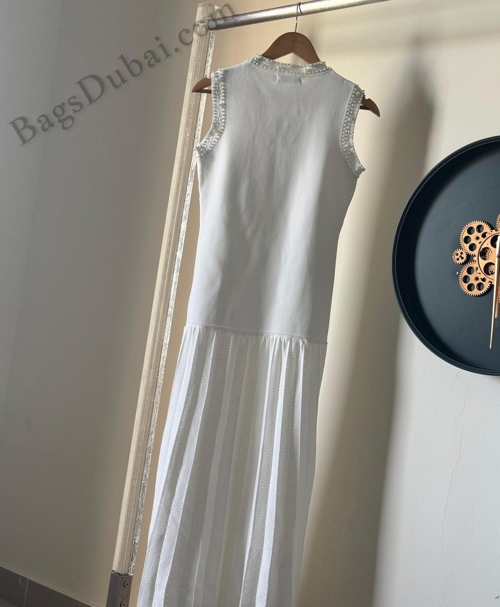 Sandro Maxi Dress In Pearl Bead White