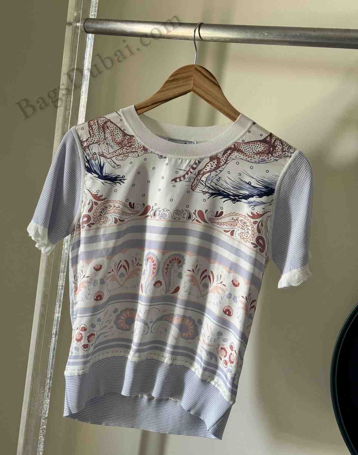 Hermes T-shirt In Guepards et Palmettes White