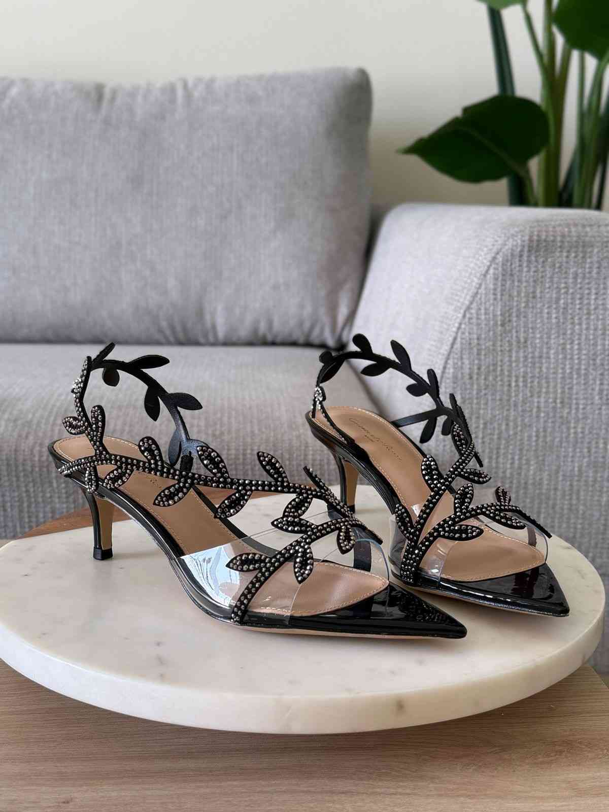 Gianvito Rossi Crystal Flavia Sandals Black