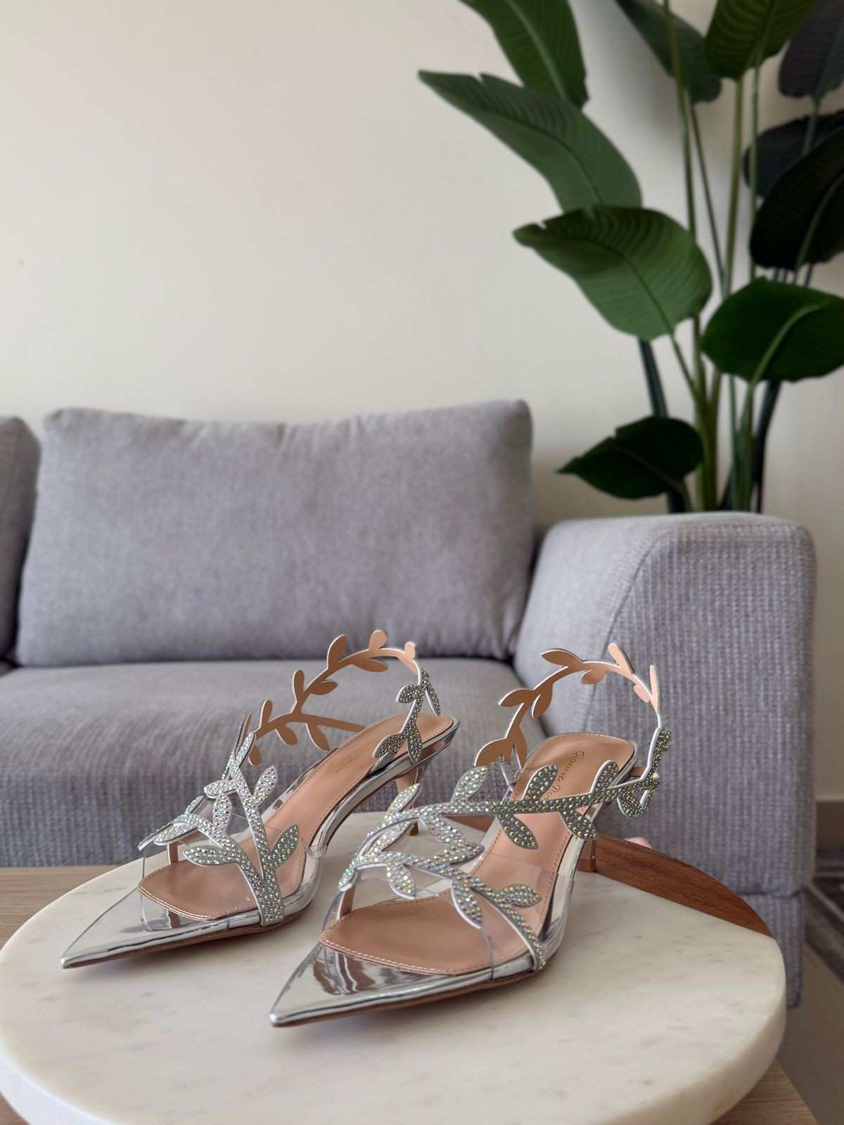 Gianvito Rossi Crystal Flavia Sandals White