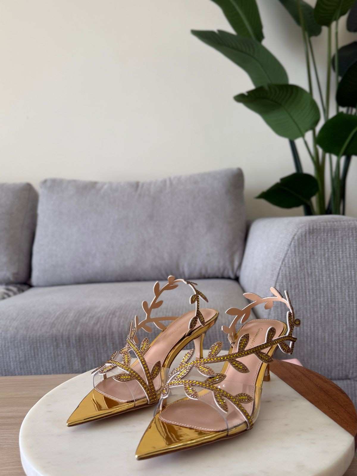 Gianvito Rossi Crystal Flavia Sandals Golden