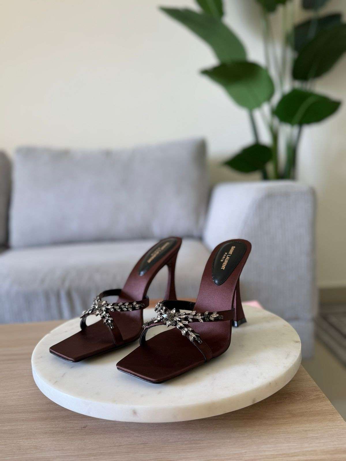 SAINT LAURENT Liz 110 Mule Maroon