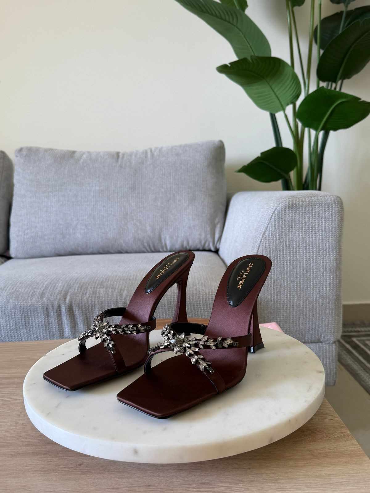 SAINT LAURENT Liz 110 Mule Maroon