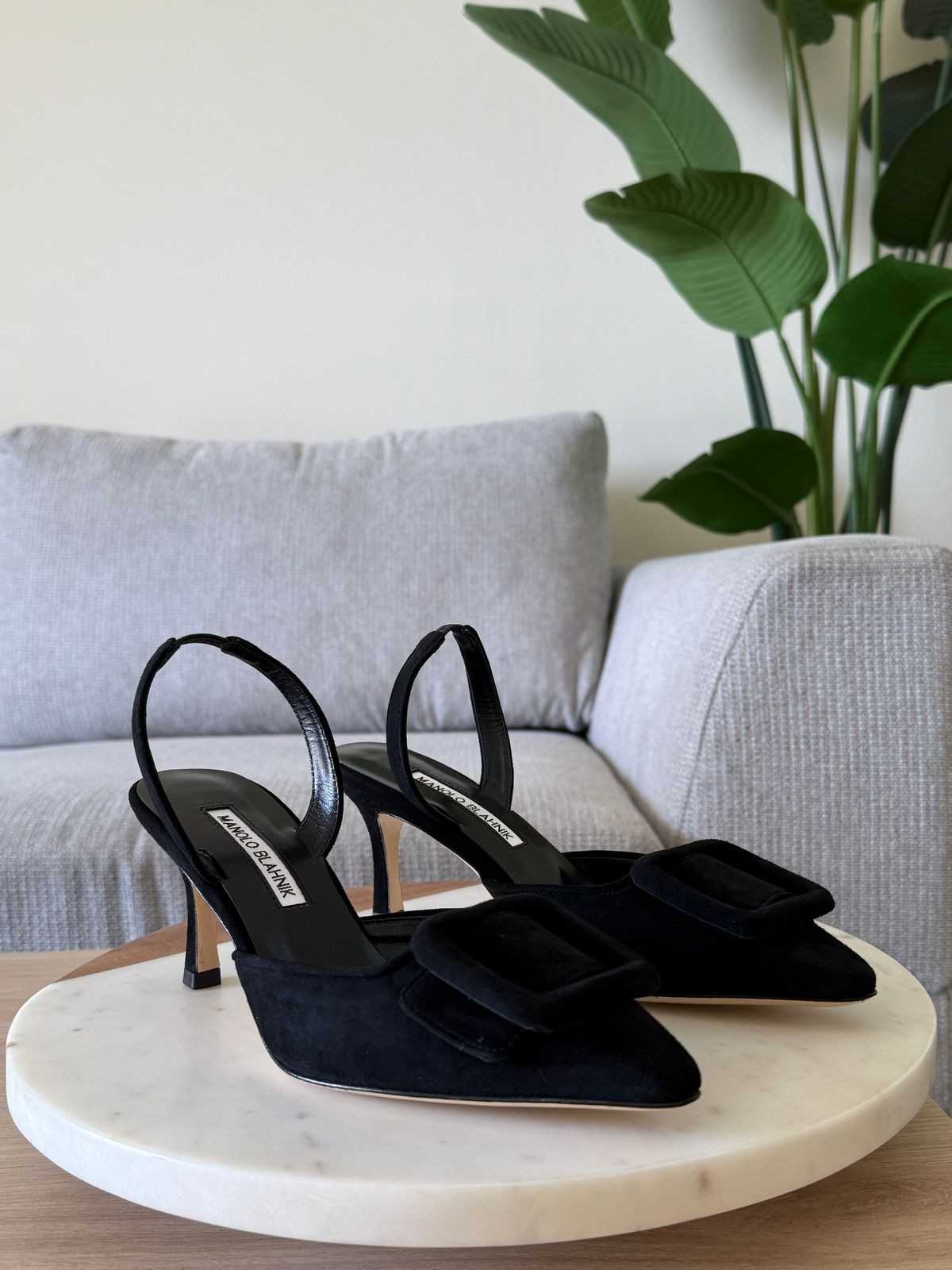 Manolo Blahnik Maysli Slingback Pumps Black