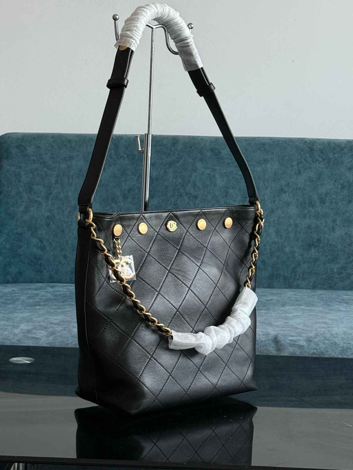 Chanel 25P Large Bucket Bag Black