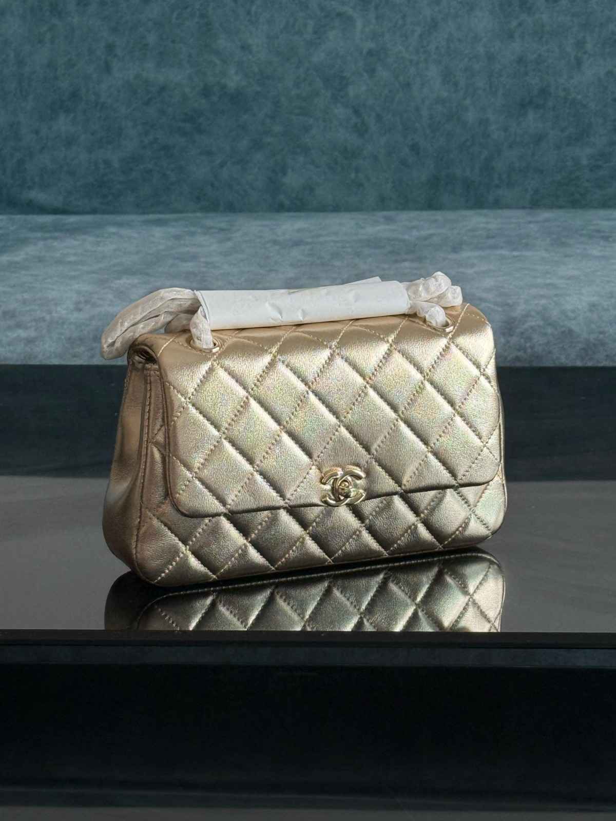 Chanel Coco Handle Bag metallic gold