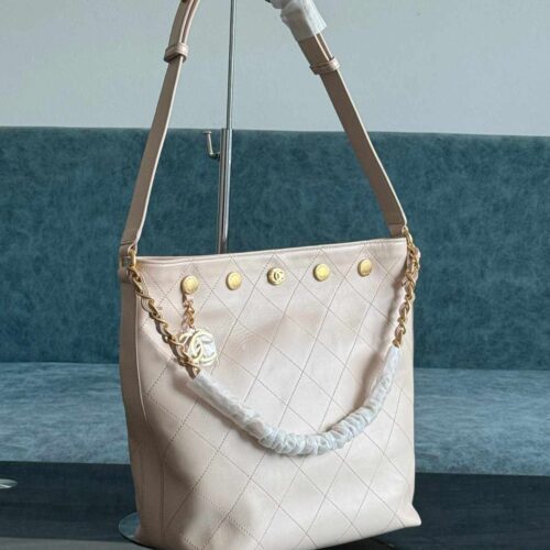 Chanel 25P Large Bucket Bag White