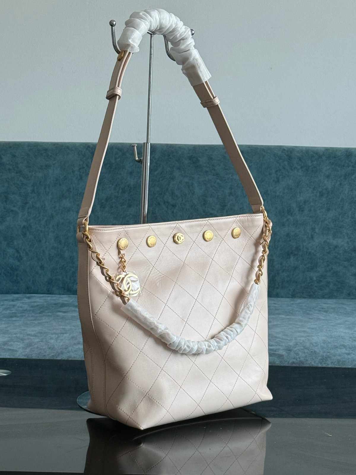 Chanel 25P Large Bucket Bag White
