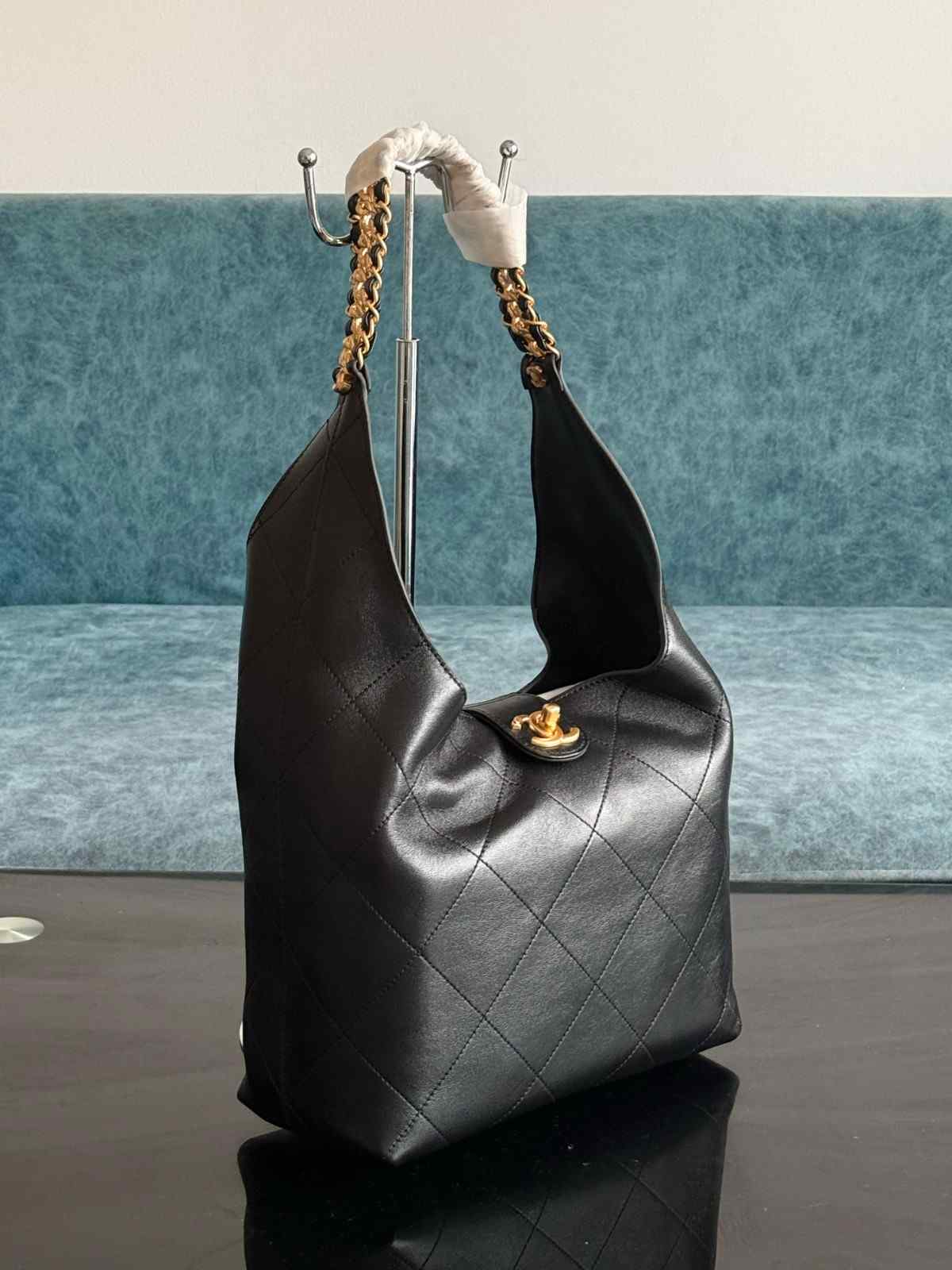 Chanel Hobo Beige Bag Black