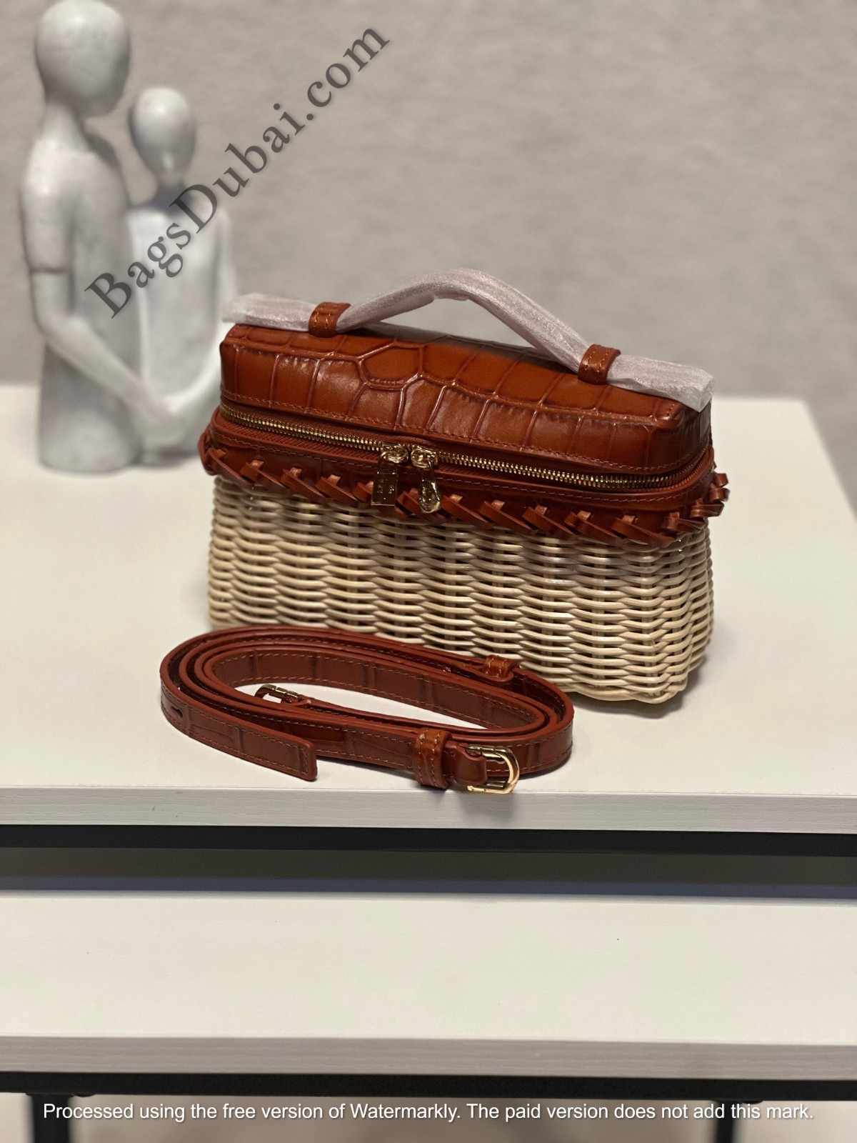 Loro Piana Pouch L19 Extra Pocket Wicker Brown