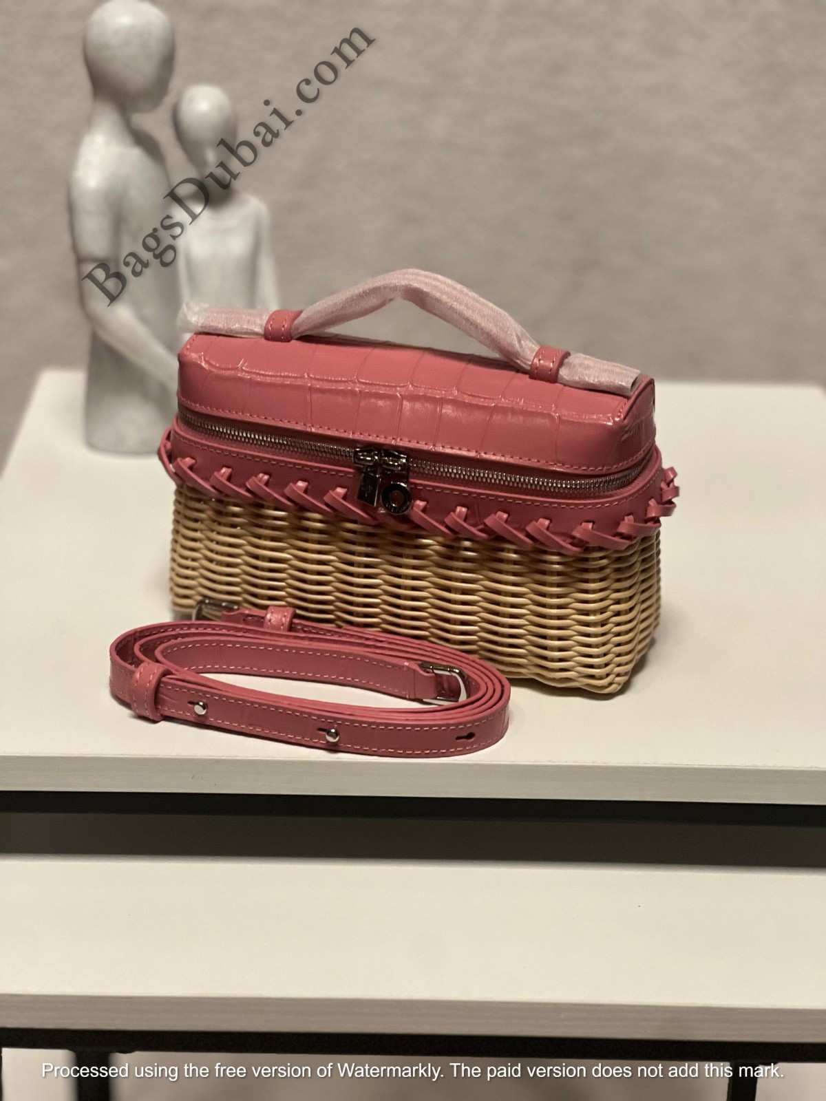 Loro Piana Pouch L19 Extra Pocket Wicker pink