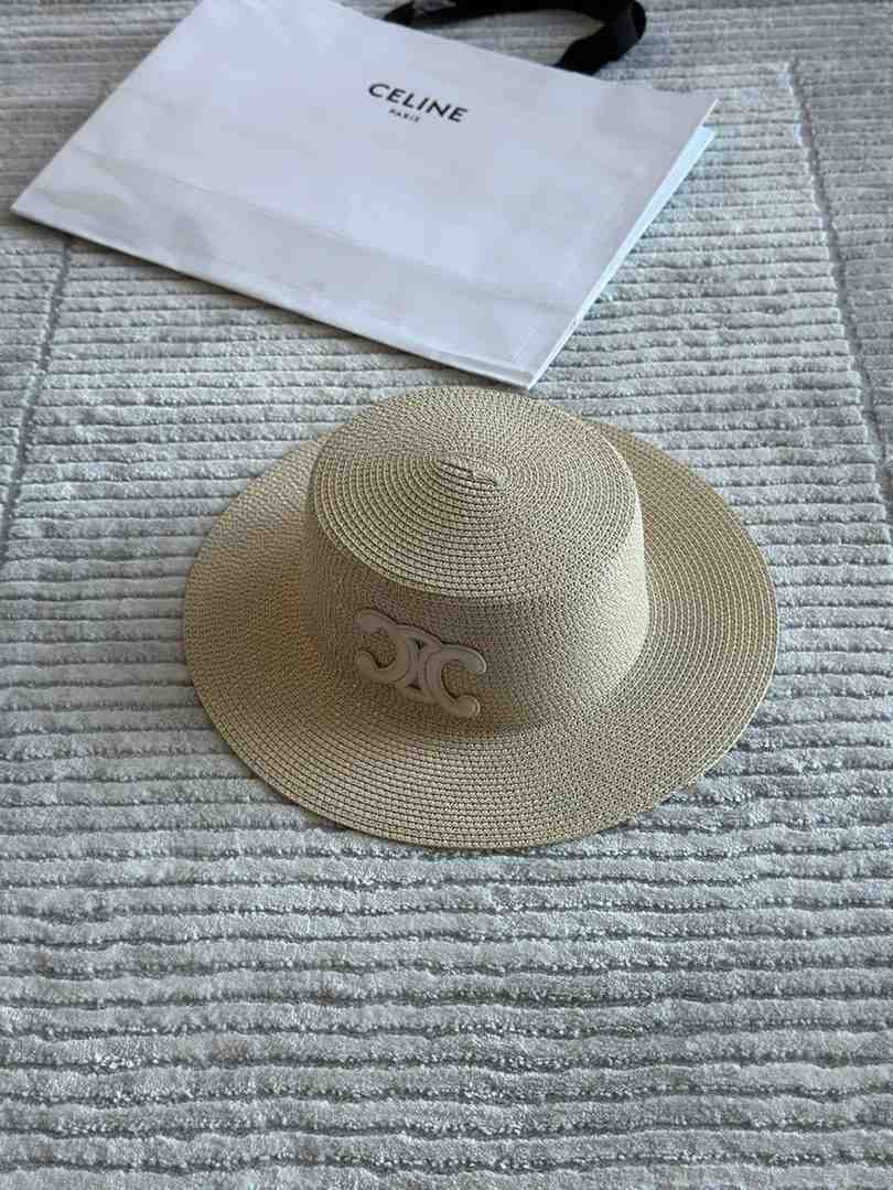 Celine Straw Boater Hat White