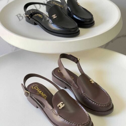 Chanel 25P Leather CC Logo Slingback Ballet Flat Shoes In Dubai