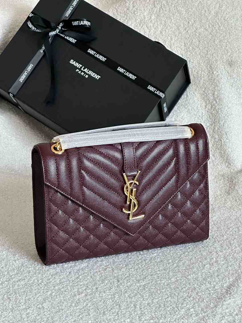 YSL Envelope Bag Dark Red