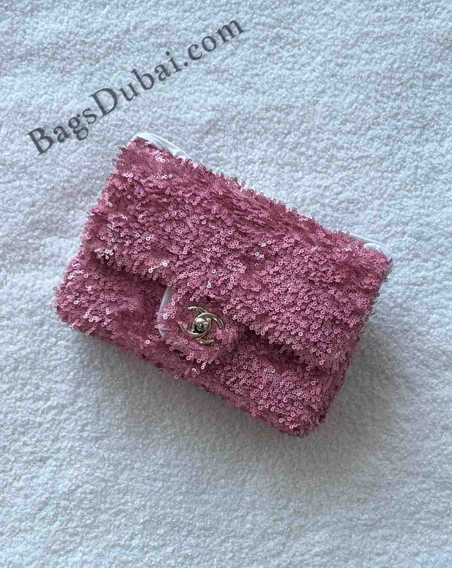 CHANEL Sequins Flap Bag pink