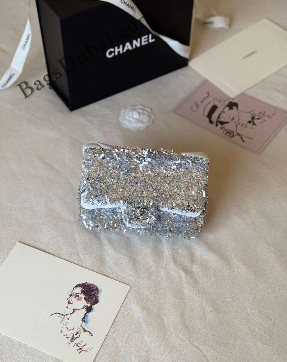 CHANEL Sequins Flap Bag Blue