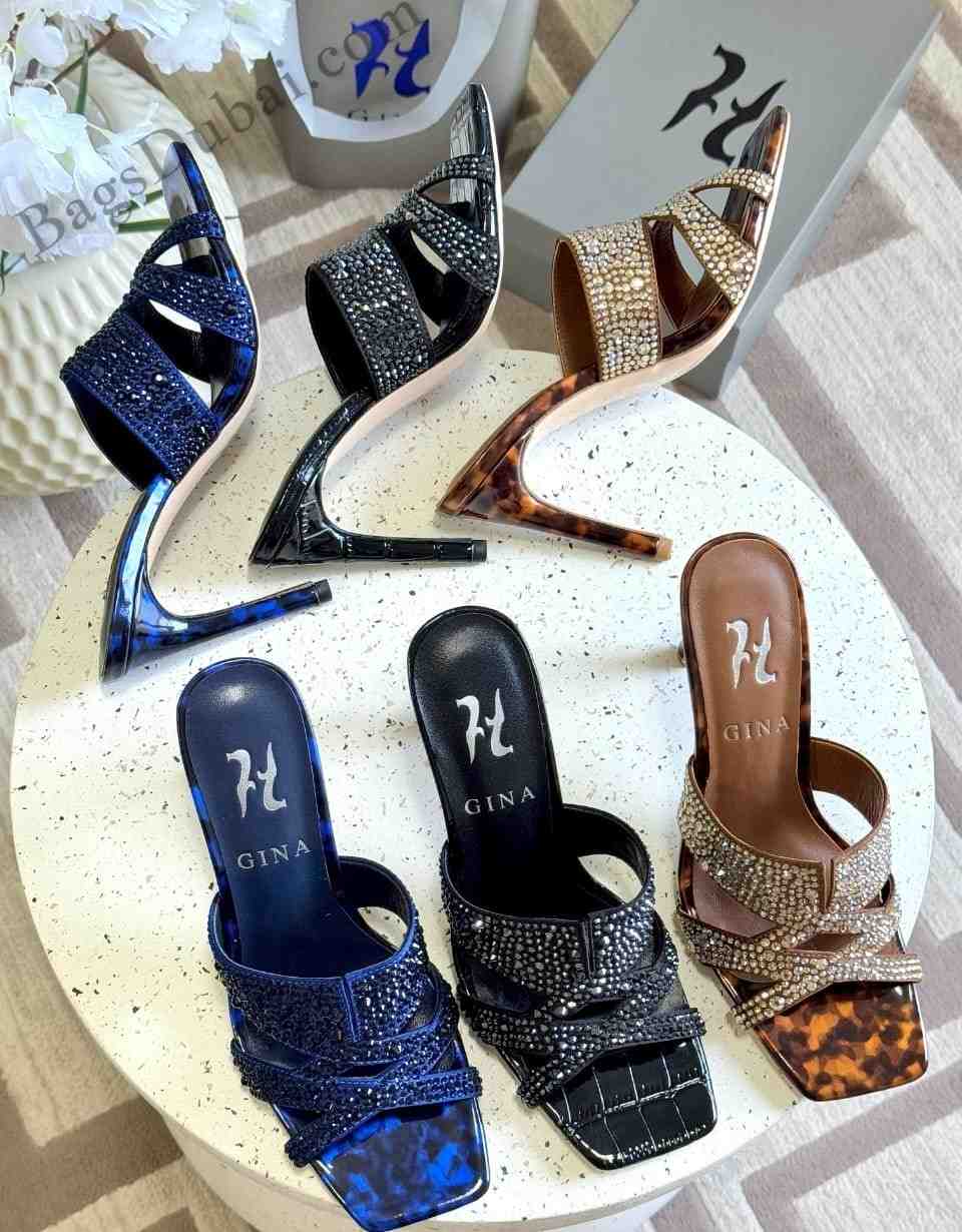 Gina Sandals Olympia Mules Blue & Brown
