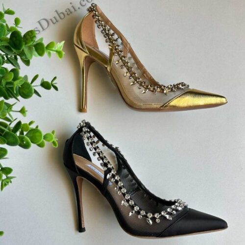 Aquazzura Slingback Pumps Tiara Crystal Black & Golden