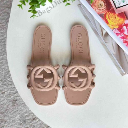 Gucci Rubber Sandals Interlocking G Pink