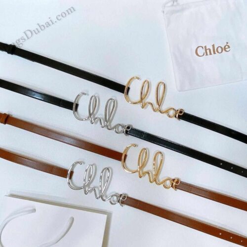 Chloe Iconic Logo Buckle Leather Small Belt In Dubai
