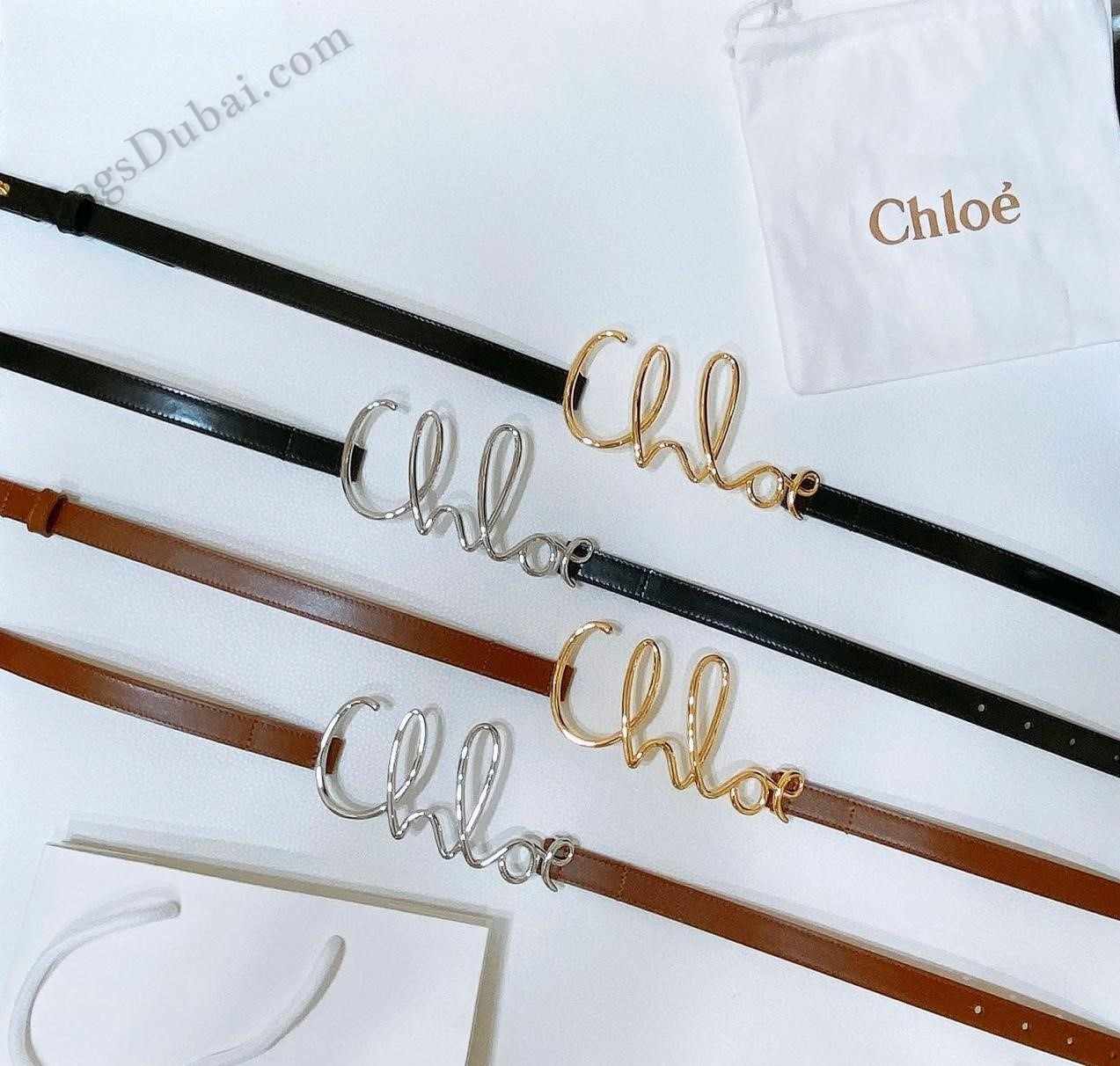 Chloe Iconic Logo Buckle Leather Small Belt In Dubai