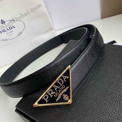 Prada Belt In Saffiano Black