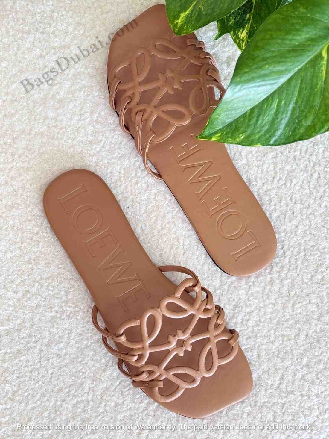 Loewe Sandals Petal Anagram Brown