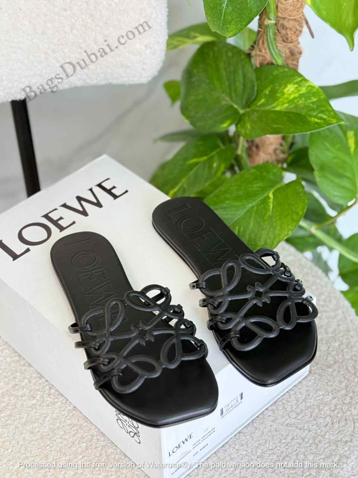 Loewe Sandals Petal Anagram Black